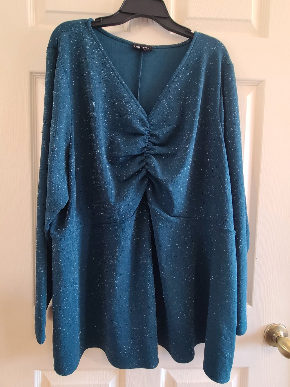 Lane Bryant Teal Sparkle V-Neck Tunic - Picture 1 of 9